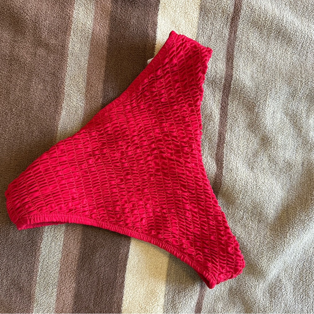 Red Textured Bikini Bottom - Picture 3 of 3